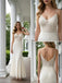 Elegant V-Neck Spaghetti Straps Lace Top Satin Mermaid Long Prom Party Dress,PDS118488