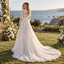 Romantic High Neck Long Sleeve 3D Floral Appliques Tulle A Line Wedding Gown,WD0430