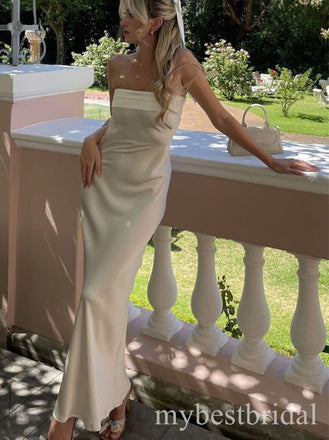 Ivory Strapless Sleeveless Sheath Floor Length Prom Dress,PDS11654