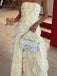 Pretty Yellow Strapless Ruffles Side Slit A-LineLong Prom Party Dress,PDS11797