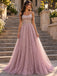 Sparkly Tulle Spaghetti Strap Beaded A-Line Long Prom Gown,PDS118671