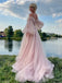 Elegant Off Shoulder Long Sleeves  A-line Floor Length Prom Dress,PDS11588