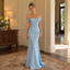 Luxe Stretch Jersey Off Shoulder Beaded Trim Mermaid Long Evening Dress,PDS118672