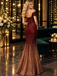 Burgundy To Gold Ombre Sequin Off Shoulder Mermaid Prom Dress,PDS118572