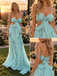 Mint Green Chiffon Strapless Cutout Ruffle Long Wedding Guest Dress,PDS118573