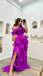 Elegant Off Shoulder A-line Ruffle Side Slit Floor Length Prom Dress,PDS11576