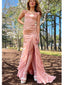 Pretty Ruffles Square Neckline Side Slit Mermid Long Prom Party Dress,PDS11798