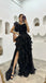 Sexy Off Shoulder A-line Ruffle Side Slit Floor Length Prom Dress,PDS11577