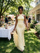Soft Yellow Lace Halter Corset Mermaid Long Bridesmaid Party Dress,PDS118773