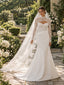 Chic High Neck Long Sleeve Lace Satin Mermaid Bridal Gown with Cutout,WD0434