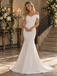 Sophisticated Off Shoulder Twisted Satin Mermaid Wedding Gown,WD0435