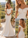 Sophisticated Off Shoulder Twisted Satin Mermaid Wedding Gown,WD0435