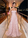 Dreamy Blush Tulle Strapless 3D Floral Appliqué A Line Long Prom Dress,PDS118771