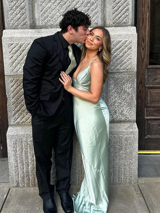 Sexy Spaghetti Straps V-Neck Sleeveless Mermaid Long Prom Party Dress,PDS11775