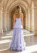 Romantic Lavender Strapless 3D Floral Pleated Maxi Formal Dress,PDS118540