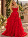 Glam Strapless Beaded Chiffon Tiered Ruffle Ball Gown,PDS118640