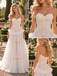Dreamy Strapless Lace Corset Ruffled Tiered Tulle A Line Wedding Dress, WD0399
