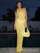 Yellow Shiny Scoop Sleeveless Sheath Floor Length Prom Dress,PDS11628