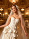Vintage Pleats Dimensional Flowers Sleeveless Satin A-Line Floor Length Wedding Dresses, WD0381