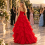 Glam Strapless Beaded Chiffon Tiered Ruffle Ball Gown,PDS118640