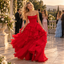 Glam Strapless Beaded Chiffon Tiered Ruffle Ball Gown,PDS118640