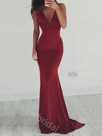Sexy V-neck Sleeveless Mermaid Long Prom Dress,PDS11542