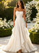 Elegant Pleats Strapless Sleeveless Chiffon Ruffles A-Line Floor Length Wedding Dresses, WD0363