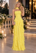 Bright Yellow Halter Strapless Chiffon Ruffled Tiered A-Line Long Prom Dress,PDS118577