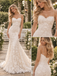 Exquisite Spaghetti Strap 3D Floral Appliques Lace Mermaid Wedding Dress,WD0436