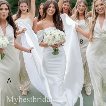 Mismatched V-neck Sleeveless  Mermaid Bridesmaid  Dressess, BDS0386