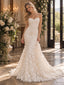 Exquisite Spaghetti Strap 3D Floral Appliques Lace Mermaid Wedding Dress,WD0436