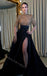 Elegant Long sleeves Side slit A-line Long Floor Length Prom Dress,PDS11472