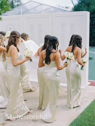 Mismatched V-neck Sleeveless  Mermaid Bridesmaid  Dressess, BDS0386