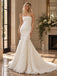 Glamorous Strapless Ruched Satin Mermaid Wedding Dress with Ruffled Tulle Skirt,WD0437