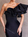 Black Elegant One shoulder Mermaid Long Floor Length Prom Dress,PDS11481