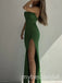 Green Square Sleeveless Side Slit Mermaid Long Prom Dress,PDS11674