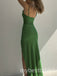 Green Square Sleeveless Side Slit Mermaid Long Prom Dress,PDS11674