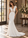 Elegant V-Neck Cap Sleeve Lace Cutout Fit And Flare Wedding Gown,WD0438