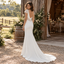 Elegant V-Neck Cap Sleeve Lace Cutout Fit And Flare Wedding Gown,WD0438