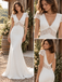 Elegant V-Neck Cap Sleeve Lace Cutout Fit And Flare Wedding Gown,WD0438