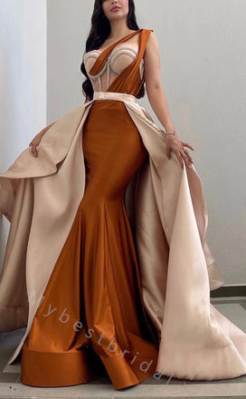 Elegant One Shoulder Sleeveless Mermaid Long Prom Dress,PDS11516