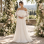 Romantic Off Shoulder Ruffled Lace Long Sleeve Chiffon Pleated Wedding Dress,WD0439