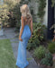 Sexy Spaghetti Straps Sleeveless Side Slit Mermaid Floor Length Prom Dress,PDS11594