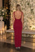 Burgundy Glitter Knit Square Neck Sleeveless Midi Evening Party Dress,PDS118579