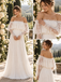 Romantic Off Shoulder Ruffled Lace Long Sleeve Chiffon Pleated Wedding Dress,WD0439