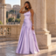 Elegant Spaghetti Strap Satin Pleated A-Line Long Prom Dress,PDS118680