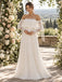 Romantic Off Shoulder Ruffled Lace Long Sleeve Chiffon Pleated Wedding Dress,WD0439