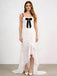 Black and White Lace Ruffles High-Low Mermaid Long Prom Party Dress,PDS118498