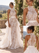 Exquisite High Neck Sheer Lace Mermaid Wedding Dress with Detachable Satin Overskirt,WD0440
