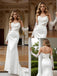 Elegant Ivoy V-Neck Strapless Lace and Satin Mermaid Long Prom Party Dress,PDS118500